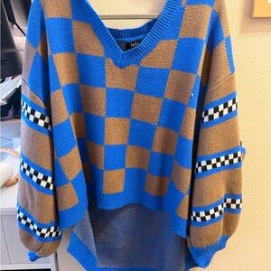 Dressed in LALA Blue and Brown Checkered Sweater
